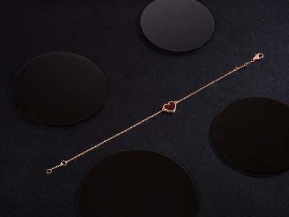 [Camiery]HEART CARNELIAN PINK GOLD BRACELET