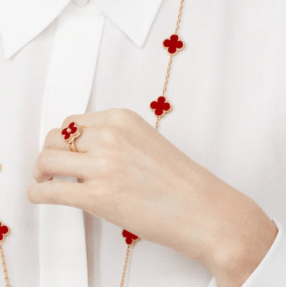 [Camiery]CLOVER CARNELIAN RING ROSE GOLD DIAMOND