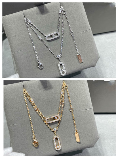 [Camiery]MOVE 2 ROW DIAMOND NECKLACE