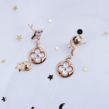 [Camiery]STAR AND SUN PINK GOLD MOP DROP EARRINGS