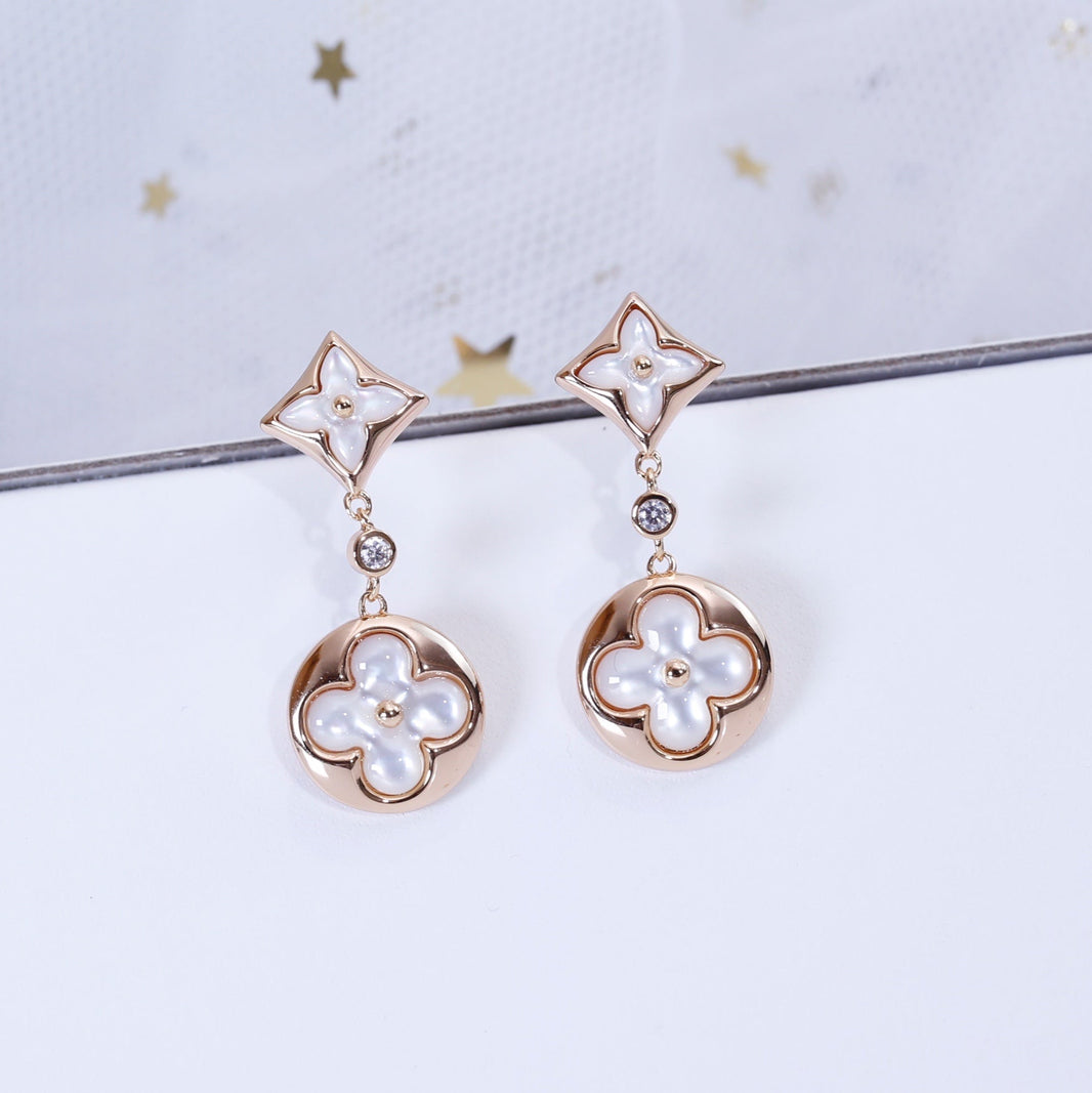 [Camiery]STAR AND SUN PINK GOLD MOP DROP EARRINGS