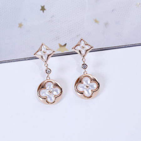 [Camiery]STAR AND SUN PINK GOLD MOP DROP EARRINGS