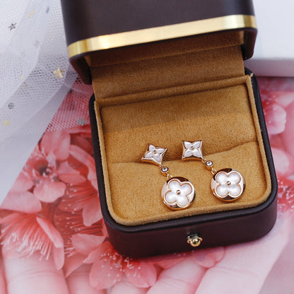 [Camiery]STAR AND SUN PINK GOLD MOP DROP EARRINGS