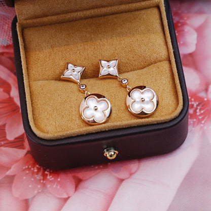 [Camiery]STAR AND SUN PINK GOLD MOP DROP EARRINGS