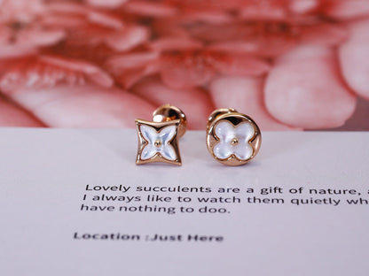 [Camiery]STAR AND SUN PINK GOLD MOP STUD EARRINGS