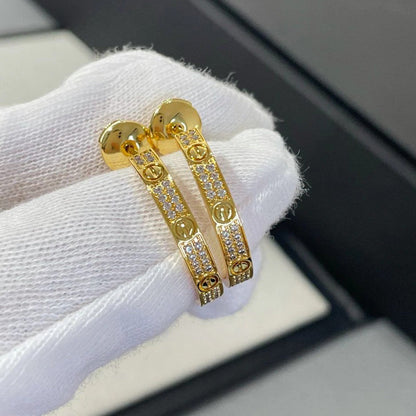 [Camiery] LOVE EARRINGS 3.6MM DIAMOND PAVED