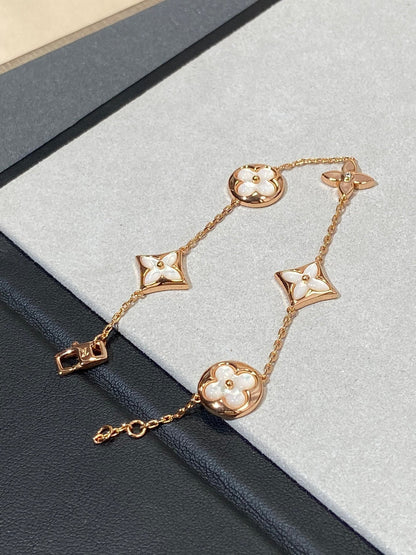[Camiery]STAR AND SUN 5 MOTIF MOP PINK GOLD BRACELET