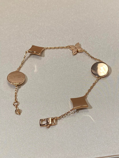 [Camiery]STAR AND SUN 5 MOTIF MOP PINK GOLD BRACELET
