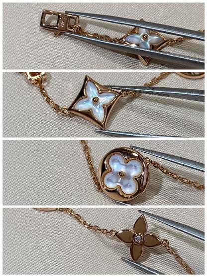 [Camiery]STAR AND SUN 5 MOTIF MOP PINK GOLD BRACELET