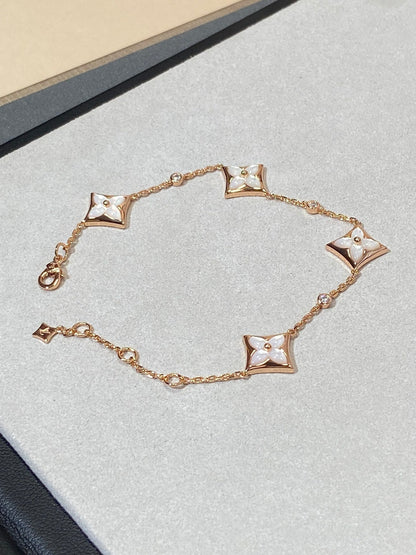 [Camiery]STAR 4 MOTIF MOP DIAMOND PINK GOLD BRACELET