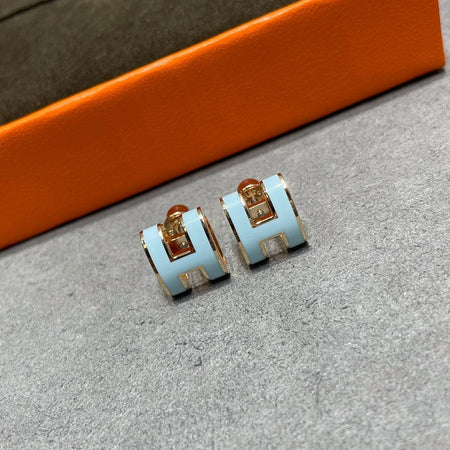 [Camiery]POP H SKY BLUE STUD EARRINGS