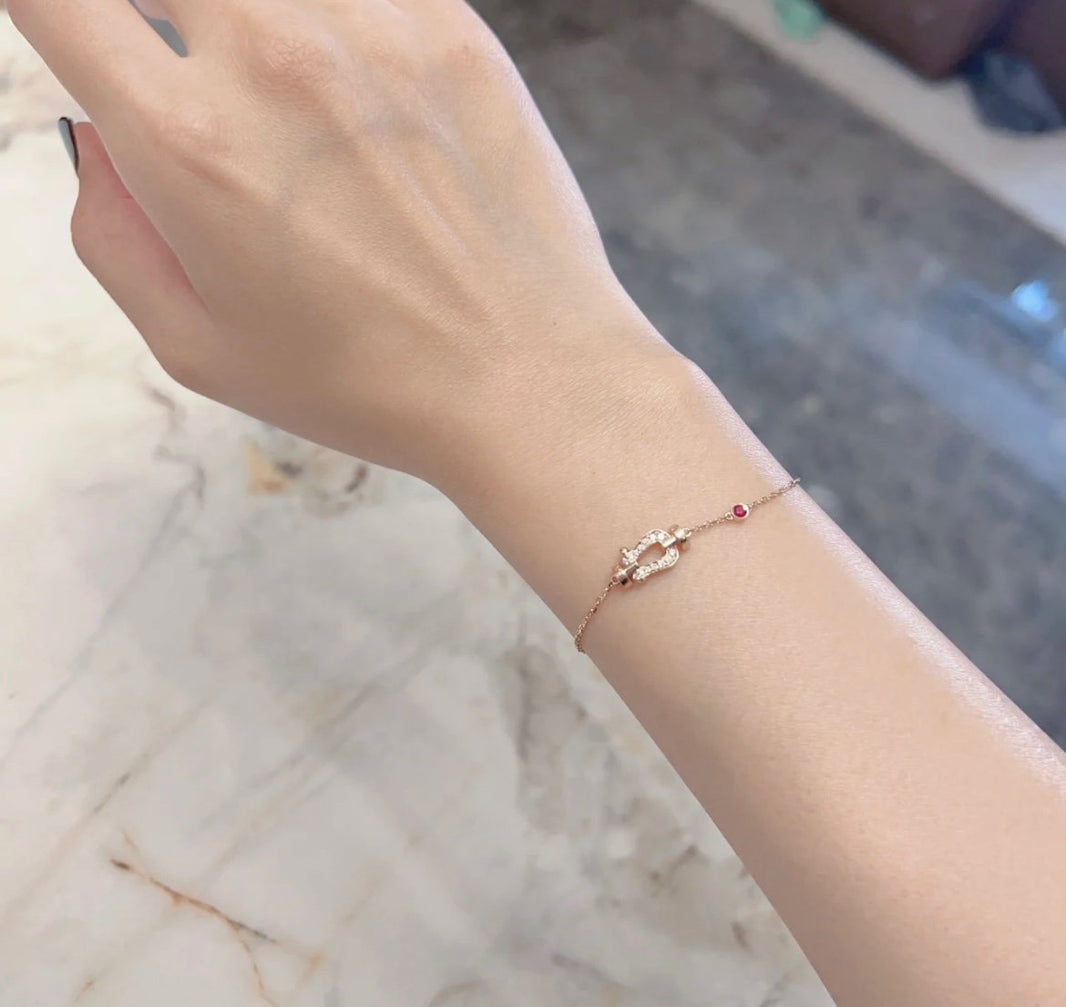 [Camiery]FORCE 10 DIAMOND CHAIN LINK PINK GOLD BRACELET