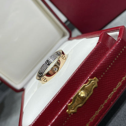 [Camiery] LOVE PINK GOLD SILVER DIAMOND DOUBLE RING