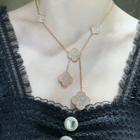 [Camiery]CLOVER 6 MOTIF DIAMOND PAVED NECKLACE
