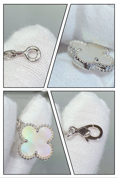 [Camiery]CLOVER 5 MOTIF WHITE MOP SILVER BRACELET