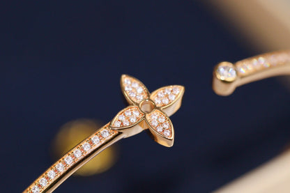 [Camiery]IDYLLE PINK GOLD OPEN BRACELET DIAMOND PAVED