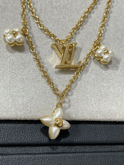 [Camiery]FLOWERGRAM GOLD MOP DOUBLE ROW NECKLACE