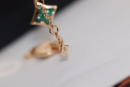 [Camiery]STAR AND SUN 4 MOTIF PINK GOLD MALACHITE BRACELET