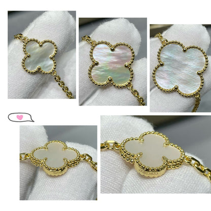 [Camiery]CLOVER 16 MOTIF WHITE MOP GOLD NECKLACE