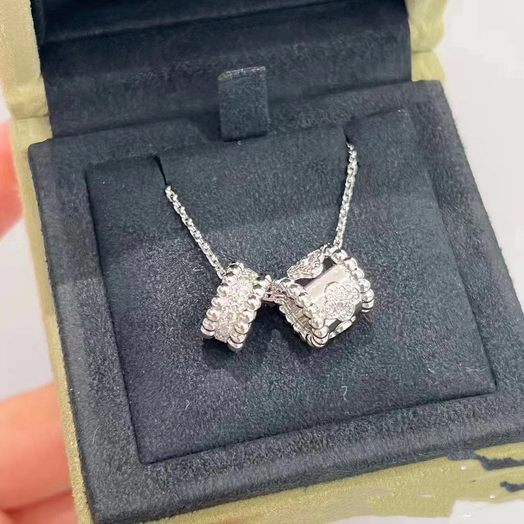 [Camiery]PERLEE DOUBLE PENDANT SILVER DIAMOND NECKLACE