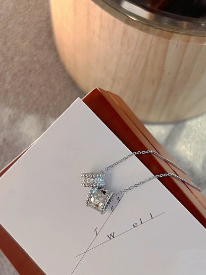 [Camiery]PERLEE DOUBLE PENDANT SILVER DIAMOND NECKLACE