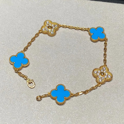 [Camiery] CLOVER 5 MOTIF BLUE AGATE BRACELET COLLECTION