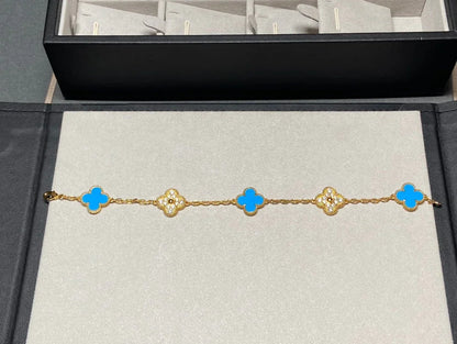 [Camiery] CLOVER 5 MOTIF BLUE AGATE BRACELET COLLECTION
