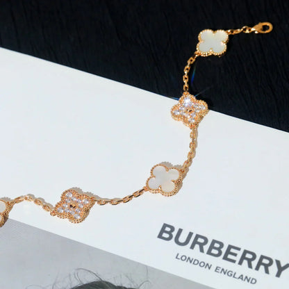 [Camiery]CLOVER WHITE PEARL MOP 5 MOTIF BRACELET COLLECTION
