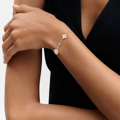 [Camiery]STAR AND SUN 4 MOTIF WHITE MOP PINK GOLD BRACELET