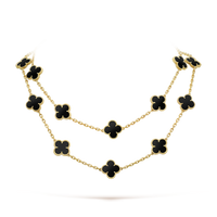 [Camiery]CLOVER 20 MOTIFS ONYX NECKLACE