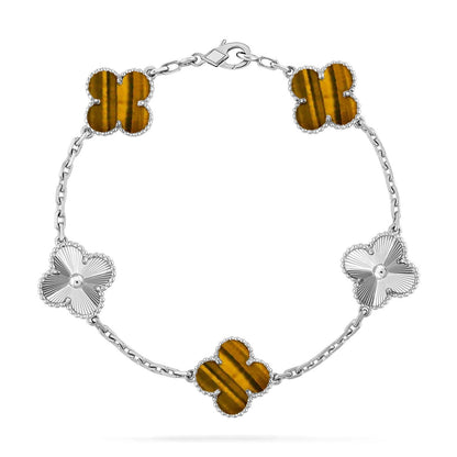 [Camiery] CLOVER 5 MOTIFS TIGER EYE BRACELET COLLECTION
