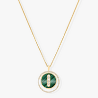 [Camiery]LUCKY MOVE 3 DIAMOND MALACHITE GOLD DIAMOND NECKLACE