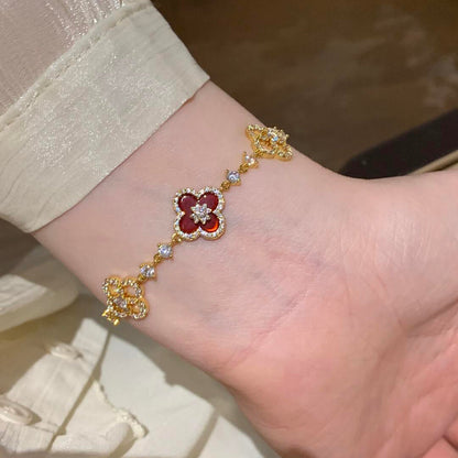 [Camiery]CLOVER 5 MOTIF PINK BLUE RED WHITE BRACELET