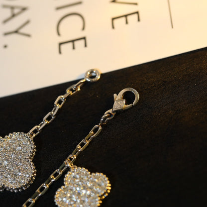 [Camiery]CLOVER BRACELET 5 MOTIF SILVER DIAMOND PAVED