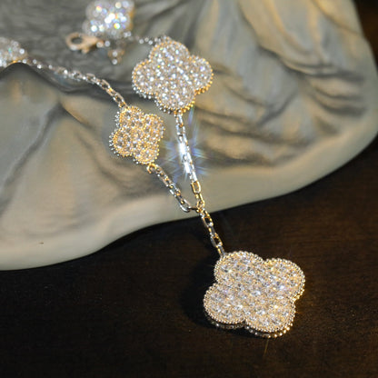 [Camiery]CLOVER BRACELET 5 MOTIF SILVER DIAMOND PAVED