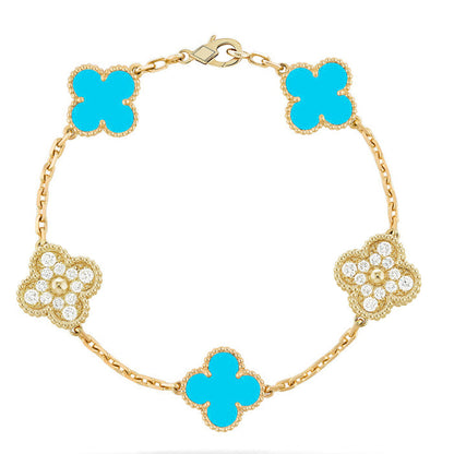 [Camiery] CLOVER 5 MOTIF TURQUOISE BRACELET COLLECTION