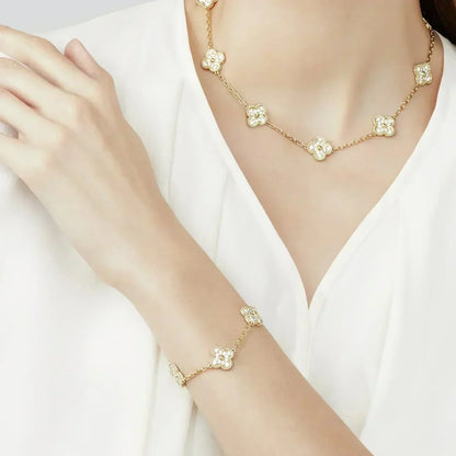 [Camiery] CLOVER 5 MOTIF FULL DIAMOND BRACELET COLLECTION