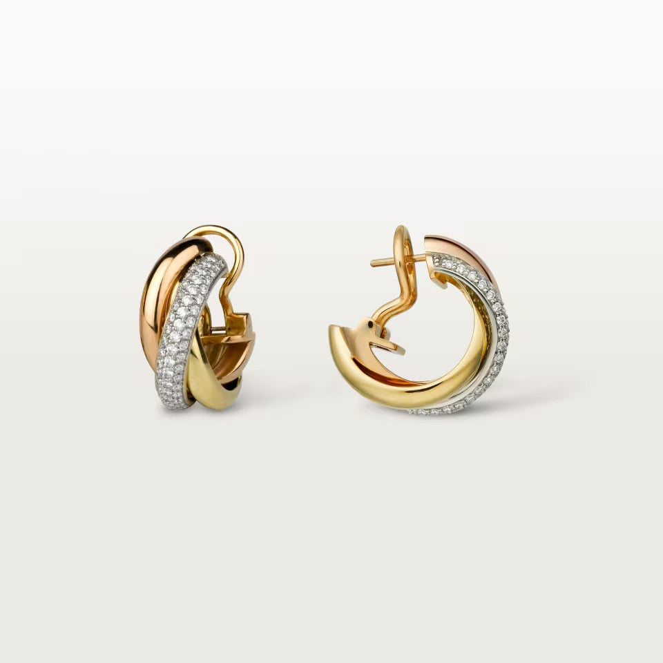 [Camiery] TRINITY HALF DIAMOND  CLASSIC EARRINGS