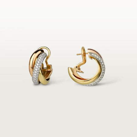 [Camiery] TRINITY HALF DIAMOND  CLASSIC EARRINGS