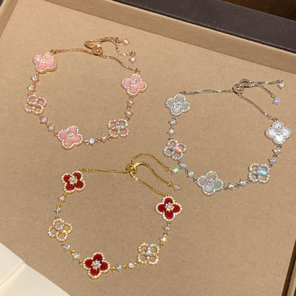 [Camiery]CLOVER 5 MOTIF PINK BLUE RED WHITE BRACELET