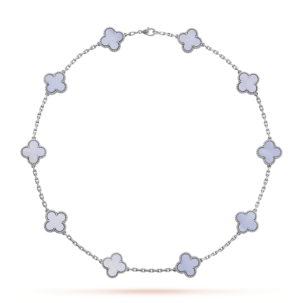 [Camiery]CLOVER 10 MOTIFS BLUE CHALCEDONY NECKLACE
