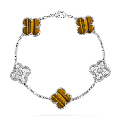 [Camiery] CLOVER 5 MOTIFS TIGER EYE BRACELET COLLECTION