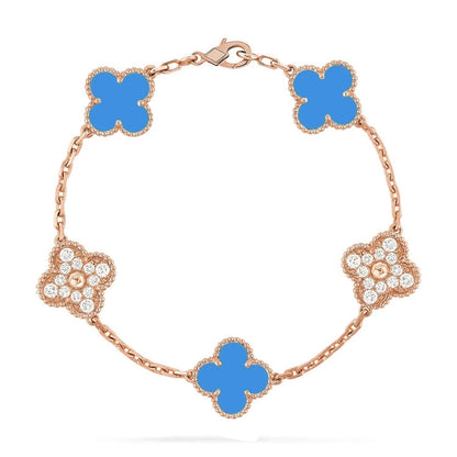 [Camiery] CLOVER 5 MOTIF BLUE AGATE BRACELET COLLECTION