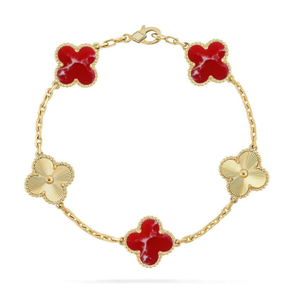 [Camiery]CLOVER 5 MOTIF RED PATTERN BRACELET COLLECTION