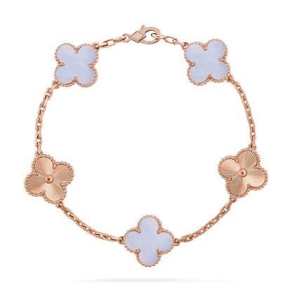 [Camiery] CLOVER 5 MOTIF PURPLE CHALCEDONY BRACELET COLLECTION