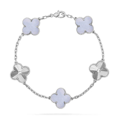 [Camiery] CLOVER 5 MOTIF PURPLE CHALCEDONY BRACELET COLLECTION