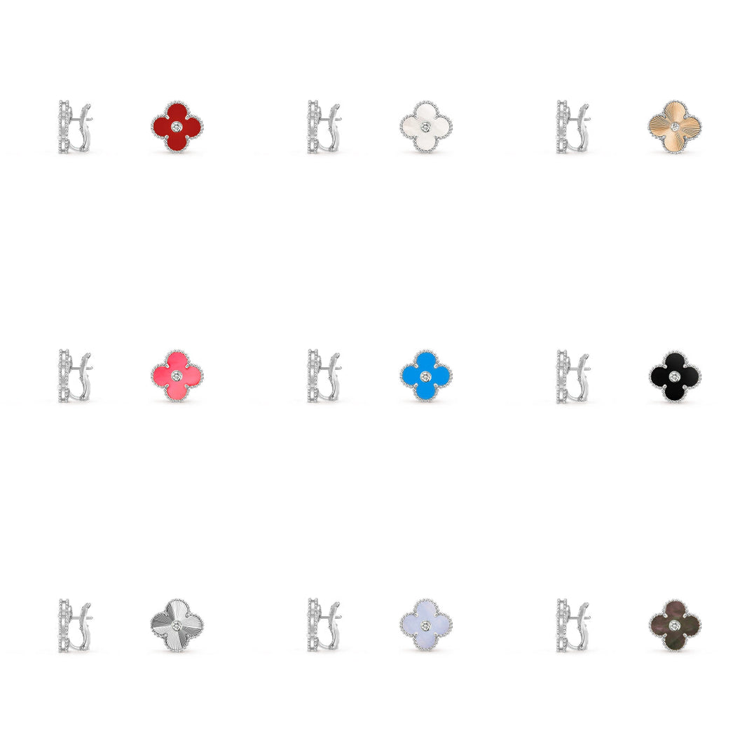 [Camiery]CLOVER SILVER 15MM MOP DIAMOND EARRINGS COLLECTION