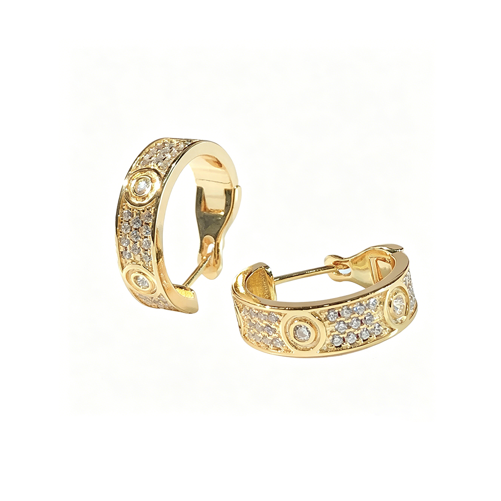 [Camiery] LOVE 5.5MM DIAMOND PAVED EARRINGS