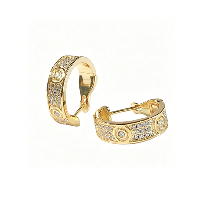 [Camiery] LOVE 5.5MM DIAMOND PAVED EARRINGS