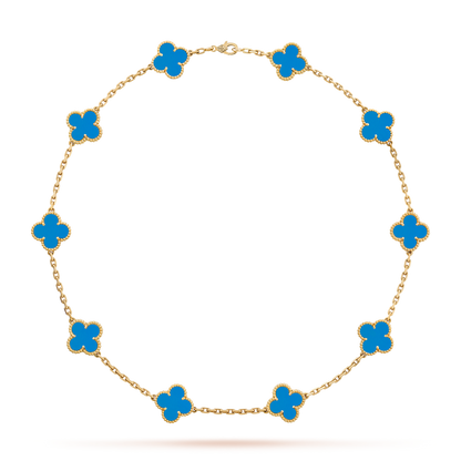 [Camiery]CLOVER 10 MOTIFS BLUE AGATE NECKLACE